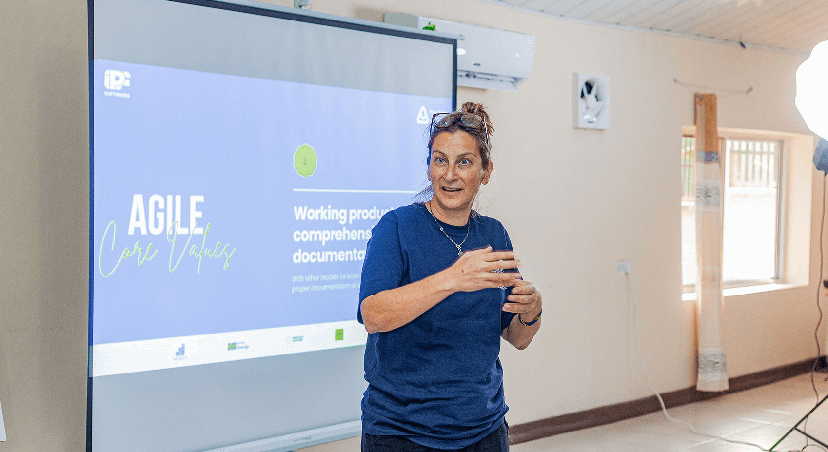 (Ivana Damjanov | Country Lead, Tanzania, Inclusive Digital Economies at UNCDF Photo Captured During the Pesa Tech Accelerator Agile Training  to Startups by iPF Softwares)